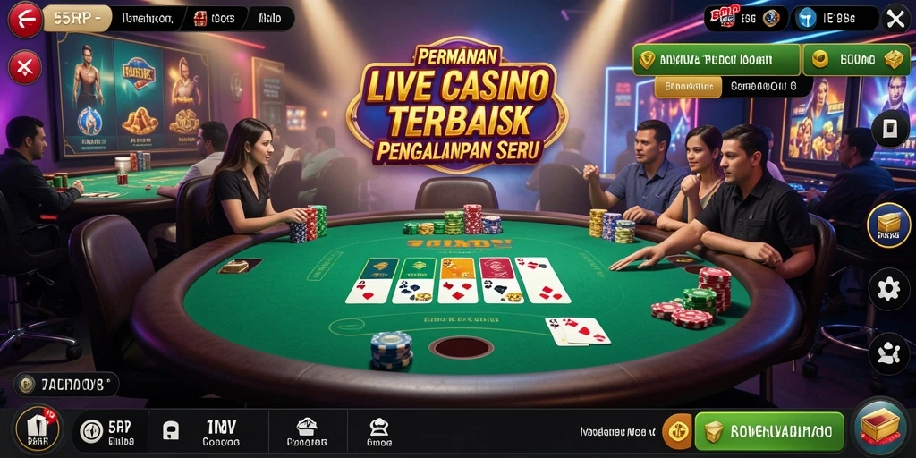 Tangkapan layar 55RP yang menunjukkan pengalaman bermain Live Casino yang mengasyikkan.
