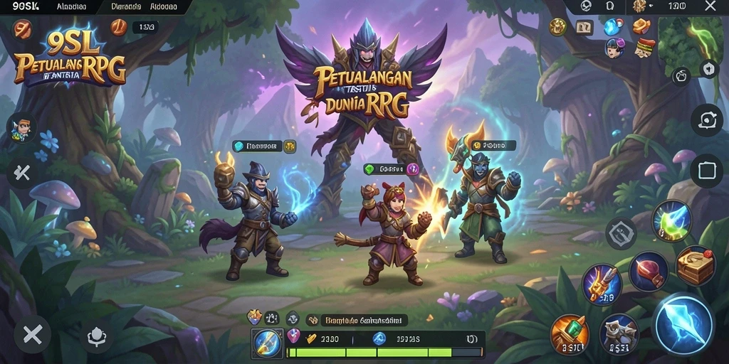 Screenshot menunjukkan aksi seru di dunia RPG 9SL.