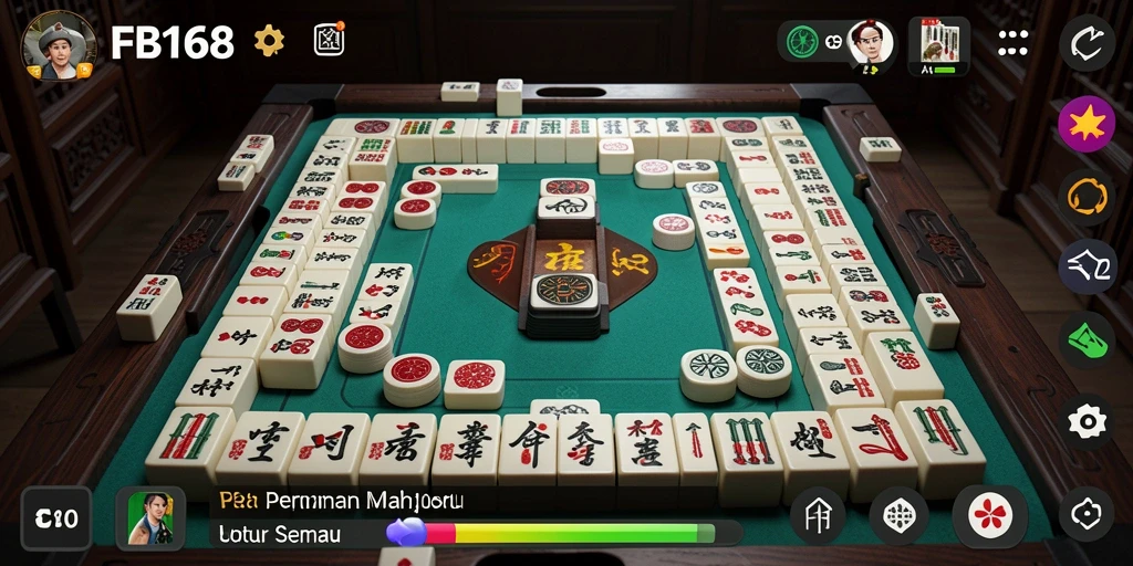 Screenshot FB168 menampilkan gameplay Mahjong yang seru dan dinamis.
