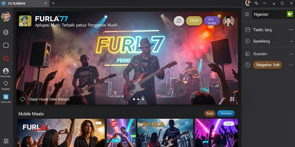 Tampilan screenshot FURLA77 menampilkan pengguna menikmati musik dengan antarmuka yang menarik.