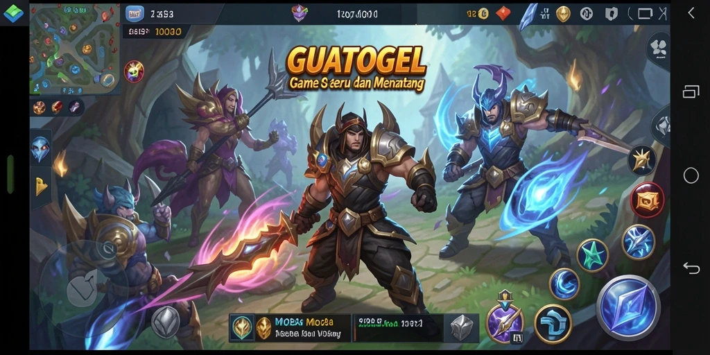Tampilan gameplay MOBA GUATOGEL yang menegangkan dan seru.