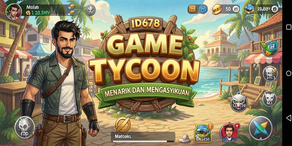 Gameplay seru dalam ID678 yang menantang pemain untuk mengelola bisnis.