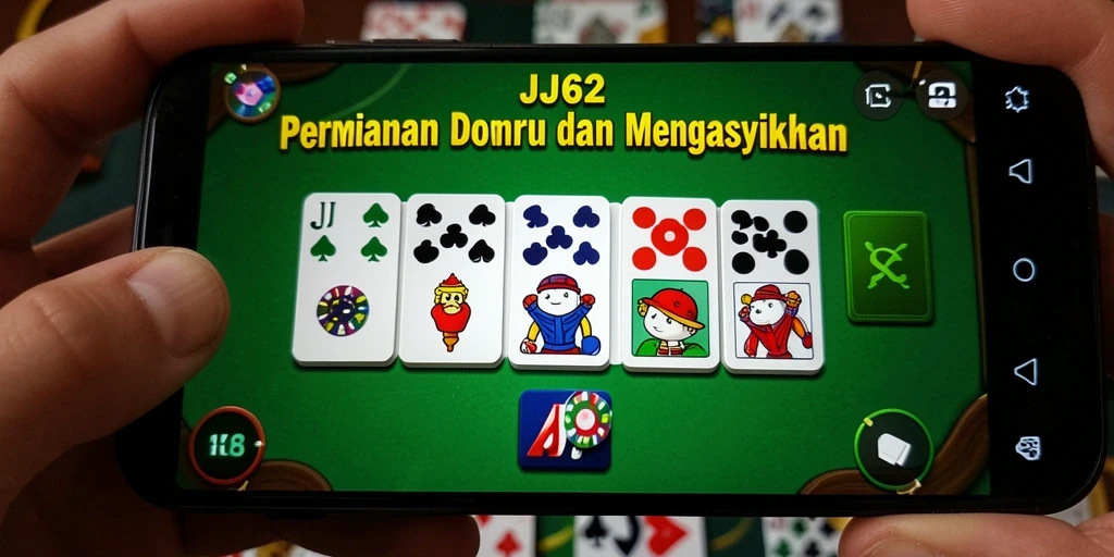 Screenshot utama JJ62 menunjukkan gameplay domino yang seru dan interaktif.