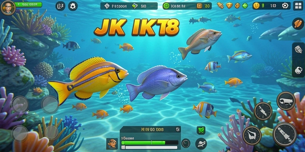 Tampilan gameplay seru dari JKT8 saat berburu ikan.