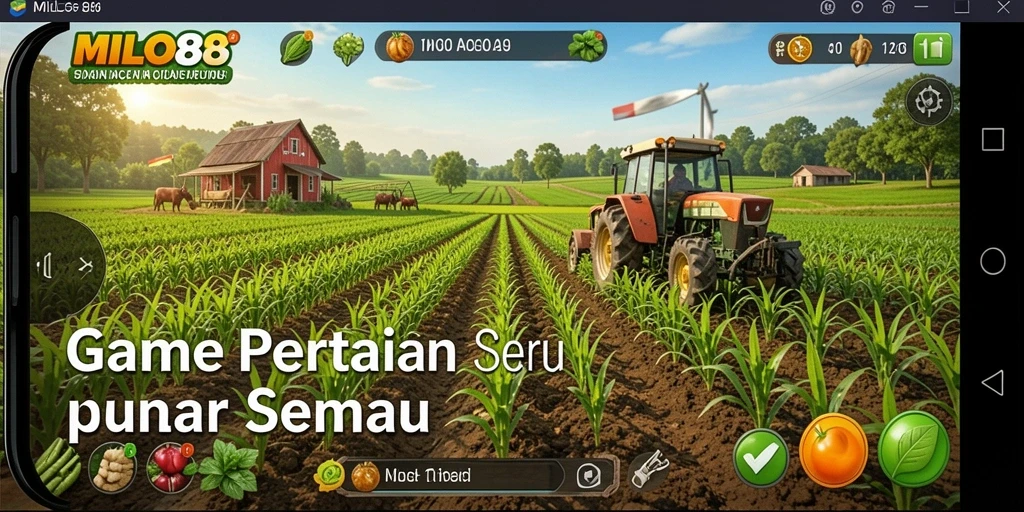 Tangkapan layar permainan yang menampilkan aktivitas pertanian yang menarik.