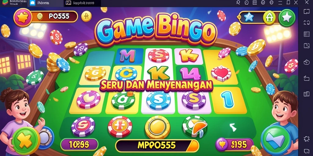 Tampilan gameplay seru di MPO555 dengan kartu Bingo yang berwarna-warni.