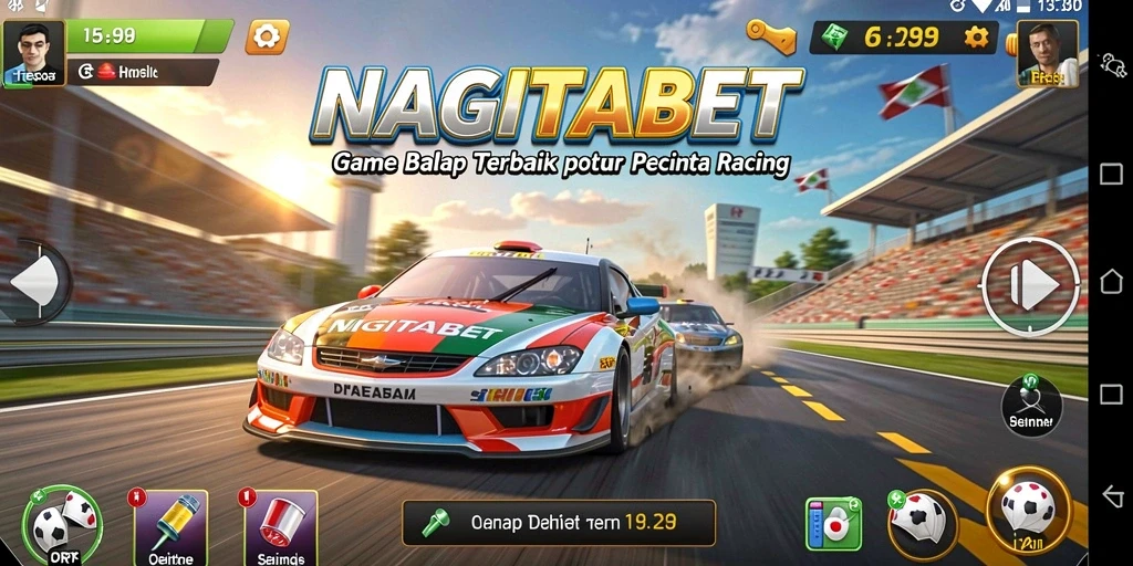 Screenshot NAGITABET menampilkan serunya gameplay balap di berbagai trek.