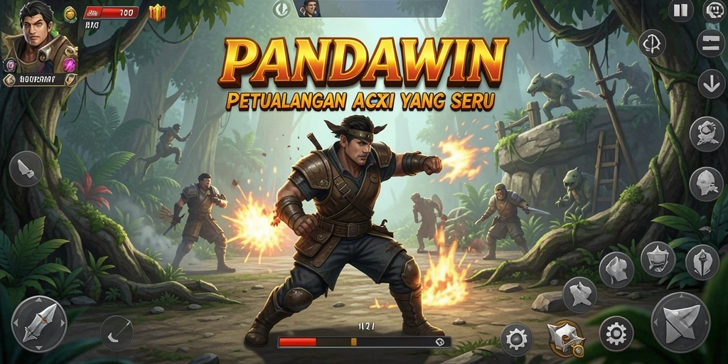 Gameplay seru PANDAWIN dengan aksi mendebarkan di setiap level.