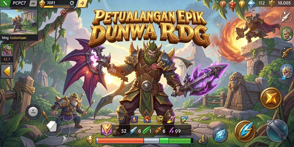 Screenshot menunjukkan aksi pertarungan seru dalam permainan RPG.