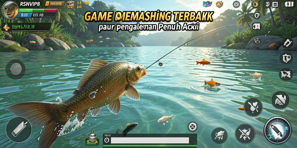 Tampilan screenshot RSNVIP8 yang menampilkan aksi memancing yang seru.