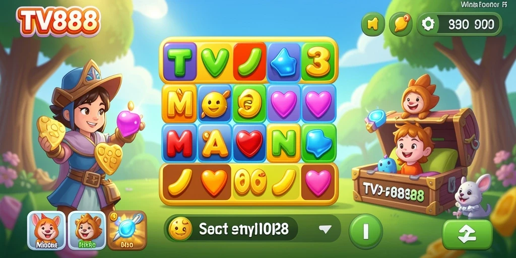 Tampilan gameplay TV888 dengan kombinasi match-3 yang seru.